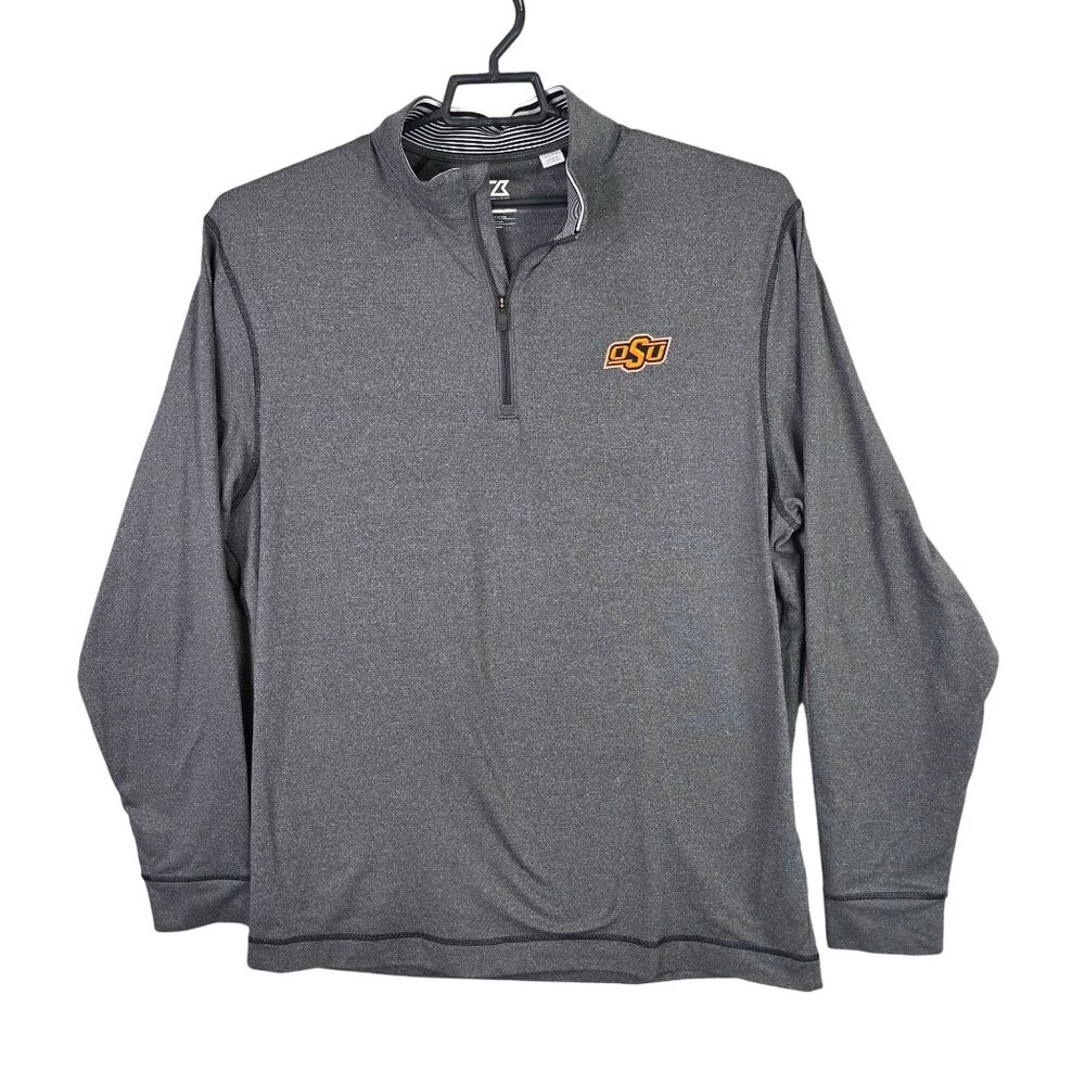Mens Cutter & Buck Gray Pullover 1/4 Zip Shirt OSU Long Sleeve Mock Neck Size XL